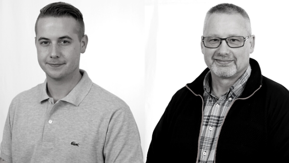 Fra venstre sektoransvarlig Jesper Hejlman Hermansen og politisk arbejdsmiljøansvarlig Leif Vestbjerg-Nielsen FOA Nordjylland, Østerport 2, Aalborg
